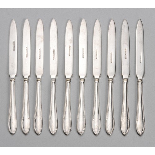 1145 - A SET OF TEN ELECTROPLATE FRUIT KNIVES, J.B LTD