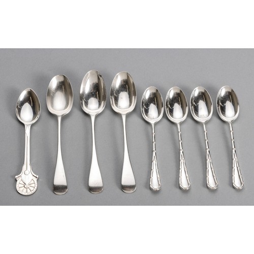 1016 - A VICTORIAN SET OF FOUR SILVER OLD ENGLISH PATTERN TEASPOONS, ATKIN BROTHERS, SHEFFIELD, 1897