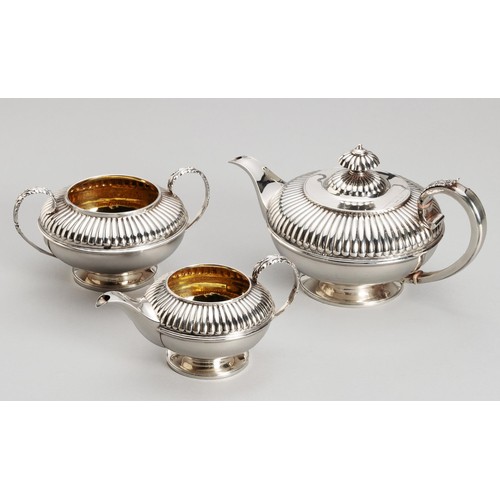 1000 - A GEORGE IV SILVER THREE PIECE TEA SERVICE, THOMAS WILKES BARKER, LONDON, 1823