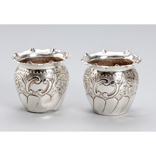 1031 - A PAIR OF EDWARD VII SILVER VASES, JAMES DEAKIN AND SONS, SHEFFIELD, 1904