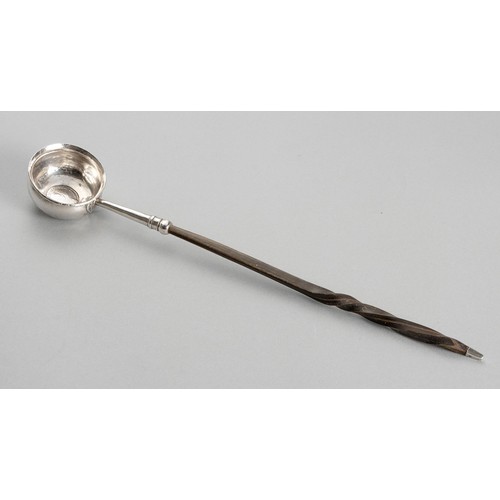 1022 - A SILVER TODDY LADLE, MAKER AND DATE MARK INDISTINCT