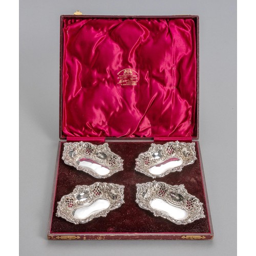 1036 - AN EDWARD VII CASED SET OF FOUR SILVER BON-BON DISHES, LEVI AND SALAMAN, BIRMINGHAM, 1907