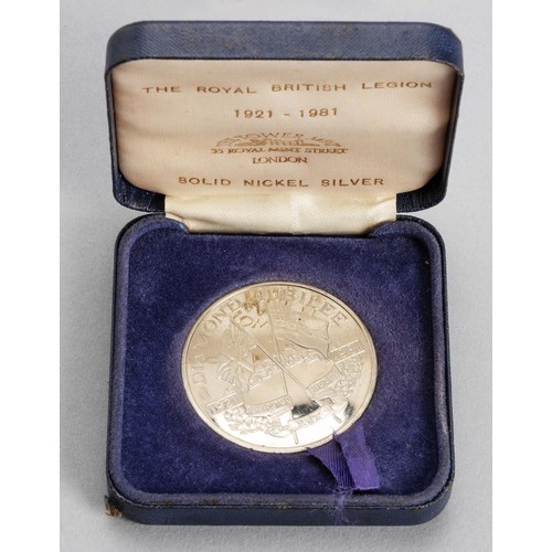 1051 - A CASED ROYAL BRITISH LEGION DIAMOND JUBILEE MEDALLION, TOWER MINT, 1921-1981