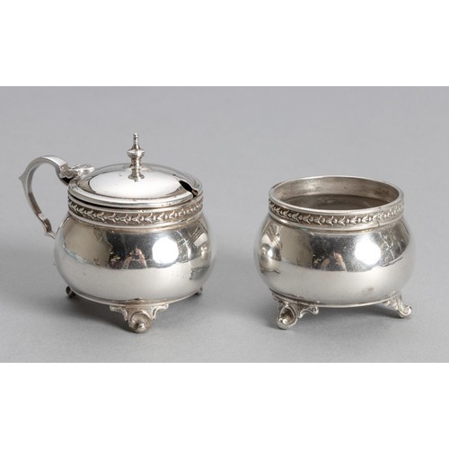 1063 - A GEORGE VI SILVER MUSTARD AND SALT POT, SIR D G COLLINS LTD, LONDON, 1936