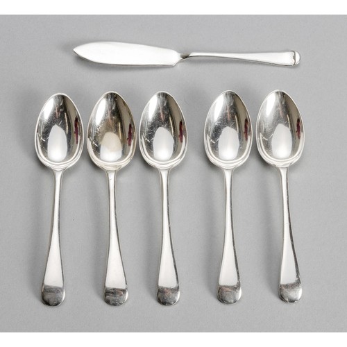 1132 - FIVE ELECTROPLATE TEASPOONS, VINERS LTD