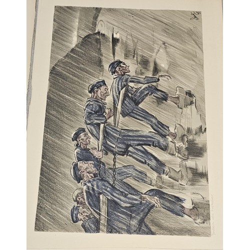 144 - A COMPLETE SET OF SEVEN ORIGINAL COLOURED LITHOGRAPHS FROM BUCHENWALD CONCENTRATION CAMP