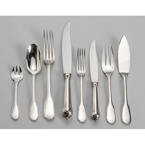 1089 - A FRENCH SILVER NOAILLES PATTERN CUTLERY SET, EMILE PUIFORCAT