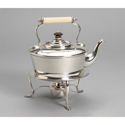 1099 - A SILVER PLATE KETTLE-ON-STAND, MAKERS MARK RR