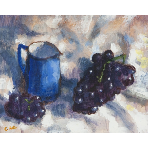 996 - Chris Ruthven (South African 20th Century) STILL LIFE - JUG & GRAPES