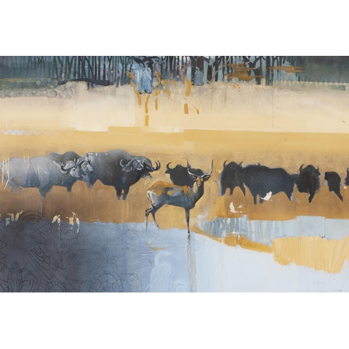 1038 - Keith Joubert (South African 1948 - 2013) BUFFALO AND WATERBUCK