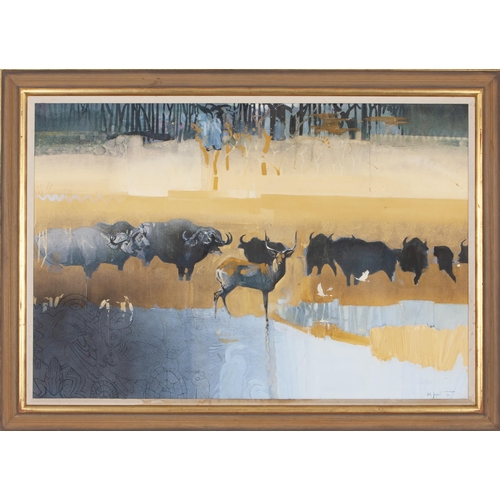 1038 - Keith Joubert (South African 1948 - 2013) BUFFALO AND WATERBUCK