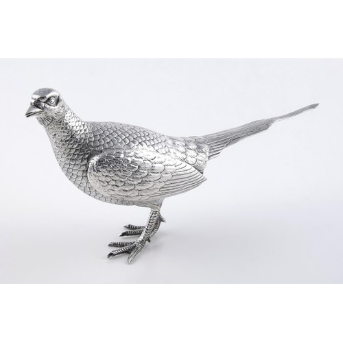 175 - AN ELIZABETH II SILVER PHEASANT, JONES AND SON, LONDON, 1963