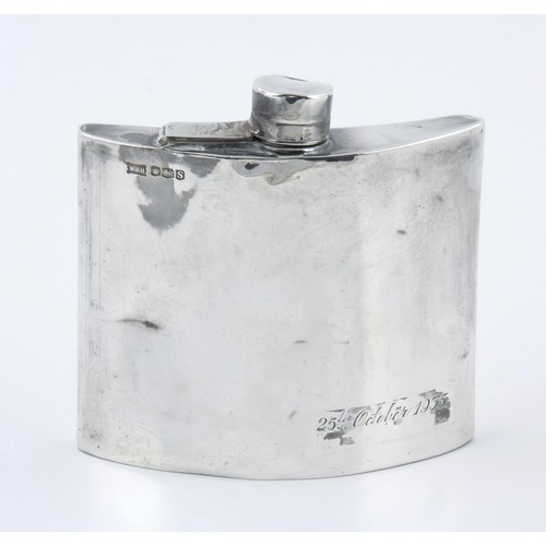 119 - AN EDWARD VII SILVER HIP FLASK, WALKER AND HALL, BIRMINGHAM, 1903