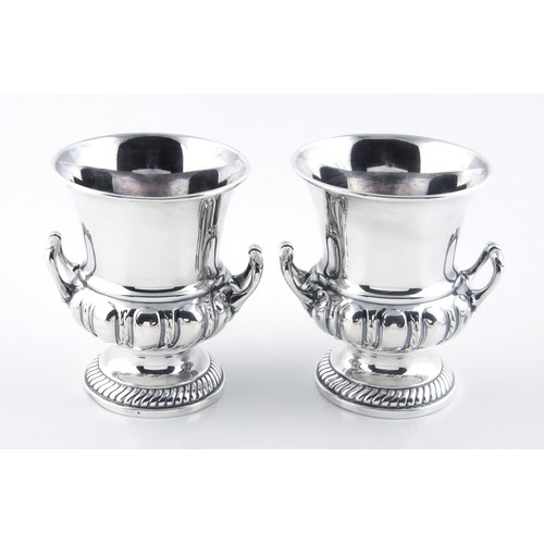 401 - AN ELECTROPLATE PAIR OF MINIATURE CHAMPAGNE COOLERS