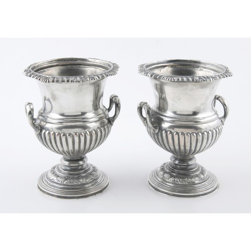 402 - AN ELECTROPLATE PAIR OF MINIATURE CHAMPAGNE COOLERS