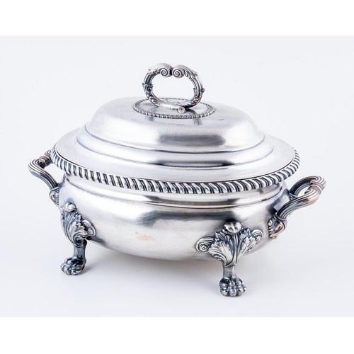 412 - A VICTORIAN ELECTROPLATE SOUP TUREEN AND COVER