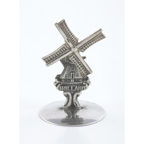 307 - A SILVER MINIATURE WINDMILL, MAKER AND DATE MARKS RUBBED