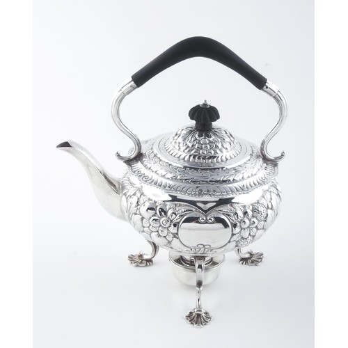 102 - A VICTORIAN SILVER KETTLE-ON-STAND, GEORGE EDWARD AND SONS, LONDON, 1898