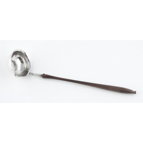 296 - A SILVER TODDY LADLE, MAKER AND DATE MARKS RUBBED