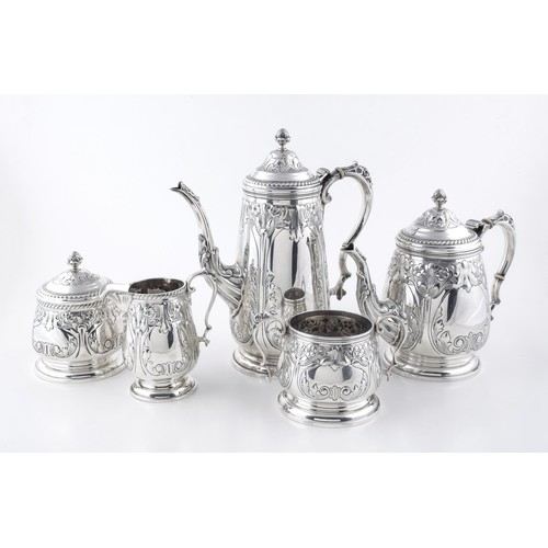 293 - AN AMERICAN SILVER FIVE-PIECE TEA SERVICE AND AN ELECTROPLATE TRAY