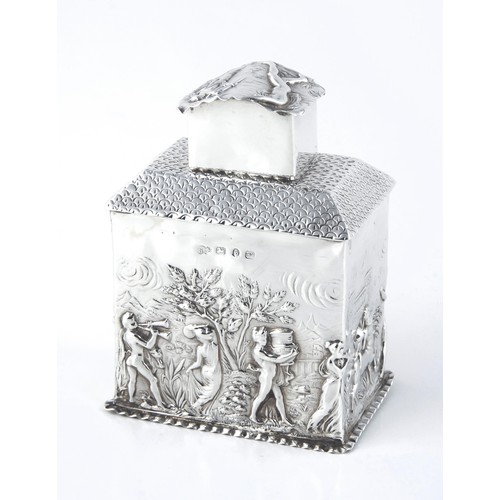 92 - A VICTORIAN SILVER TEA CADDY, NATHAN & HAYES, BIRMINGHAM, 1892