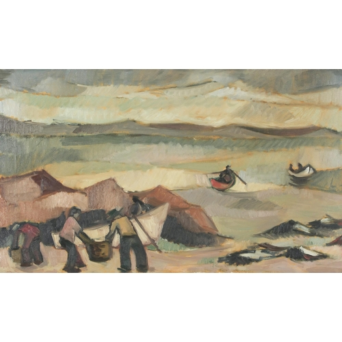 483 - F. Brandenburger (South African 20th Century) FISHERMEN AND ROWING BOATS