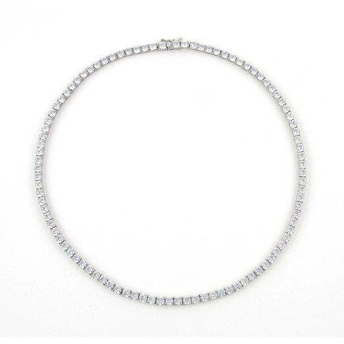 1729 - A SILVER AND CRYSTAL TENNIS NECKLACE