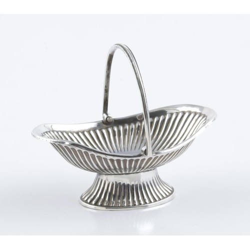 61 - A VICTORIAN SILVER MINIATURE FRUIT BASKET, MAKERS MARK RUBBED, BIRMINGHAM, 1853