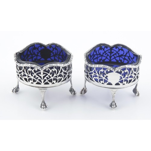 62 - A PAIR OF VICTORIAN SILVER SALTS, RICHARD PIERCE, LONDON, 1853