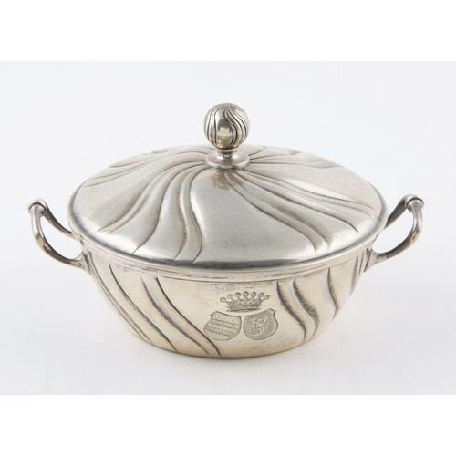 191 - A SILVER DISH AND COVER, CONTINENTAL