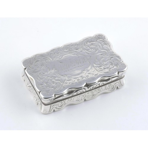 66 - A VICTORIAN SILVER SNUFF BOX, NEILL AND COOK, BIRMINGHAM, 1860