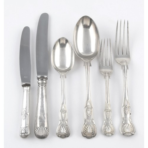 72 - A SET OF VICTORIAN KING'S PATTERN SILVER CUTLERY, CHARLES BOYTON, LONDON, 1869