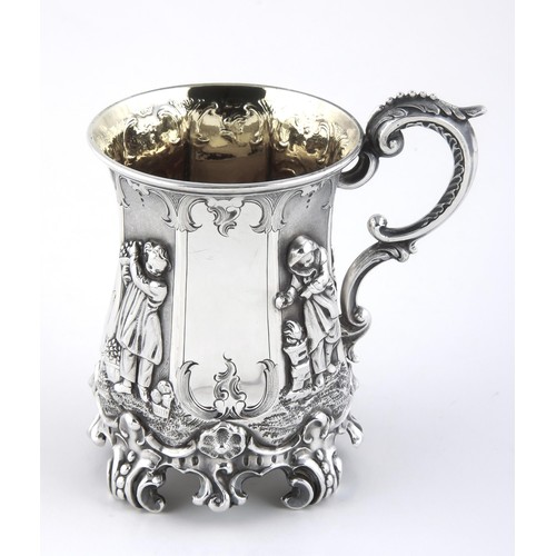 63 - A VICTORIAN SILVER CHRISTENING MUG, JAMES AND NATHMED, LONDON, 1853