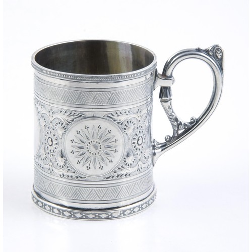 79 - A VICTORIAN SILVER CHRISTENING MUG, WALKER AND HALL, SHEFFIELD, 1877