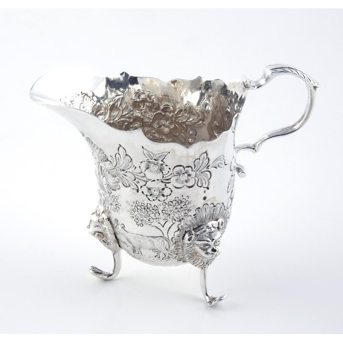 132 - AN EDWARD VII SILVER MILK CREAMER, SAMUEL BASS, DUBLIN, 1910