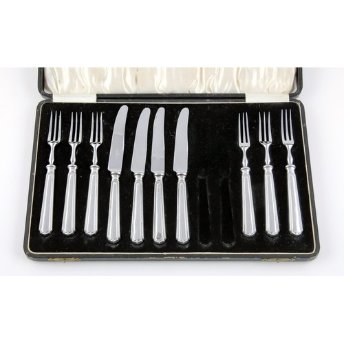 383 - A COLLECTION OF SILVER-PLATE KNIVES AND FORKS, CHARLES JAMES ALLEN, SHEFFIELD, 1933