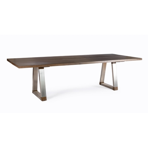 26 - A FRENCH OAK AND STAINLESS STEEL LANSDOWNE DINING TABLE