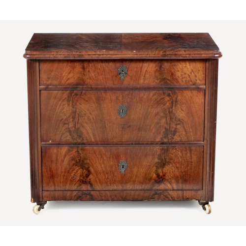 798 - A FLAME MAHOGANY CHEST OF DRAWERS, 19TH CENTURY