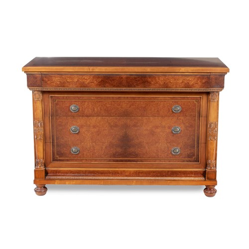 295 - A WALNUT AND INLAID CHEST OF DRAWERS