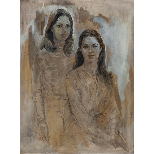 37 - L. Robert (South African 20th Century) PORTRAIT OF TWO SISTERS
