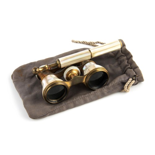 68 - A PAIR OF BRASS AND MOTHER-OF-PEARL OPERA GLASSES