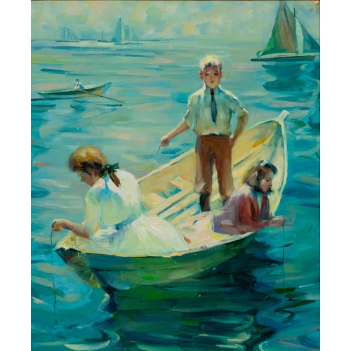 90 - Pinardi (European 20th Century) CHILDREN FISHING