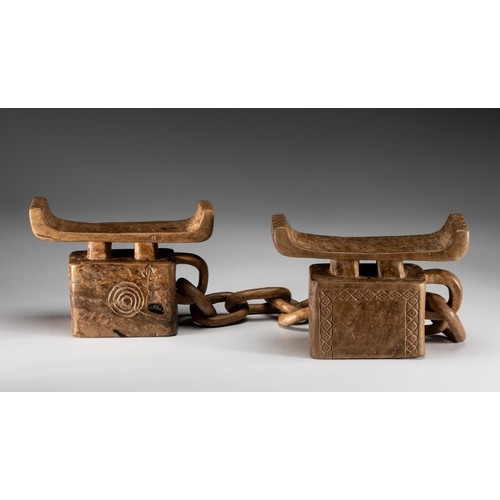 117 - A TSONGA/SHANGAAN PAIRED SET OF HEADRESTS, SOUTHERN AFRICA, EARLY COLLECTED AND PROBABLY 19TH CENTUR... 