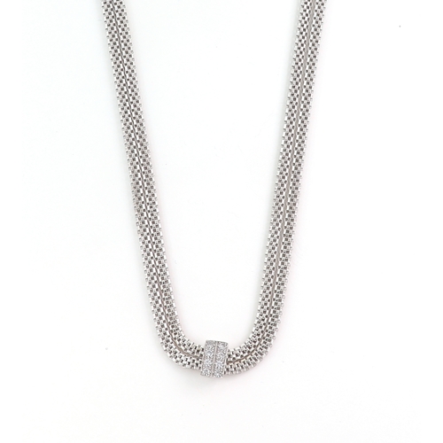 165 - A SILVER AND GOLD DOUBLE FOPE STYLE NECKLACE