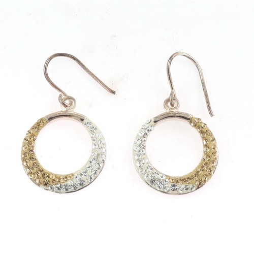 220 - A PAIR OF SWAROVSKI STYLE SILVER DROP EARRINGS