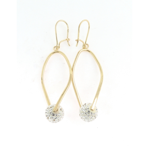 222 - A PAIR OF SILVER AND GOLD DESIGNER DROP EARRINGS