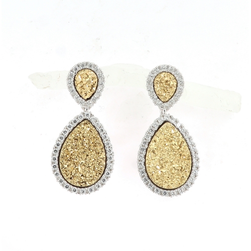 215 - A PAIR OF DESIGNER SWAROVSKI STYLE CRYSTAL DROP EARRINGS