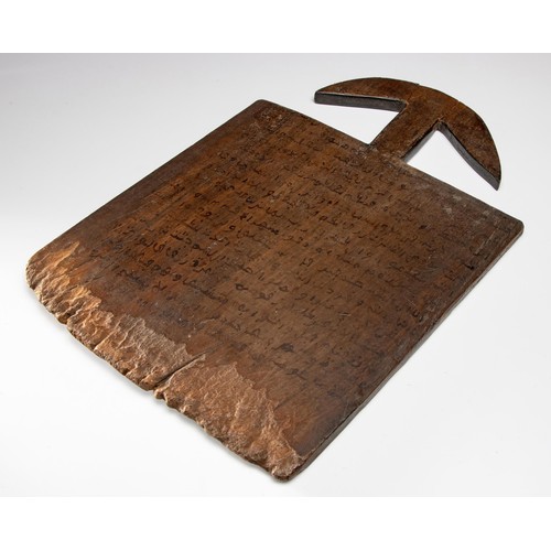 154 - AN OLD WRITING BOARD COVERED WITH ARAB CALLIGRAPHY, ARAB AFRICA