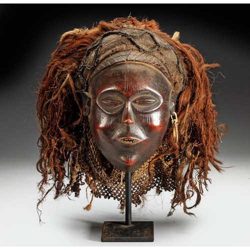 163 - A CHOKWE MASK REPRESENTING A FEMALE ANCESTOR, ZAMBIA/ANGOLA