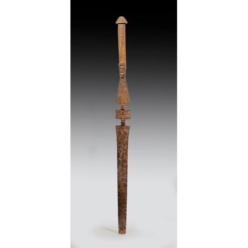 180 - A CULT IRON AND WOOD STAFF, NIGERIA